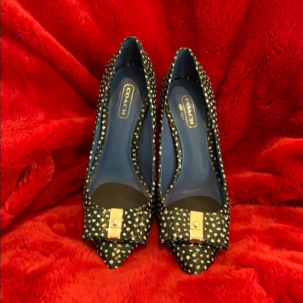 Coach Landrie Black & White Polka Dot Heels